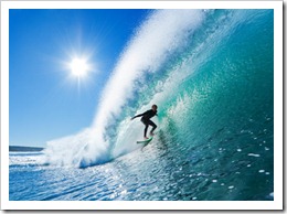 Surfer on Blue Ocean Wave