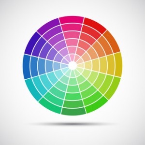 Color round palette on gray background, vector illustration