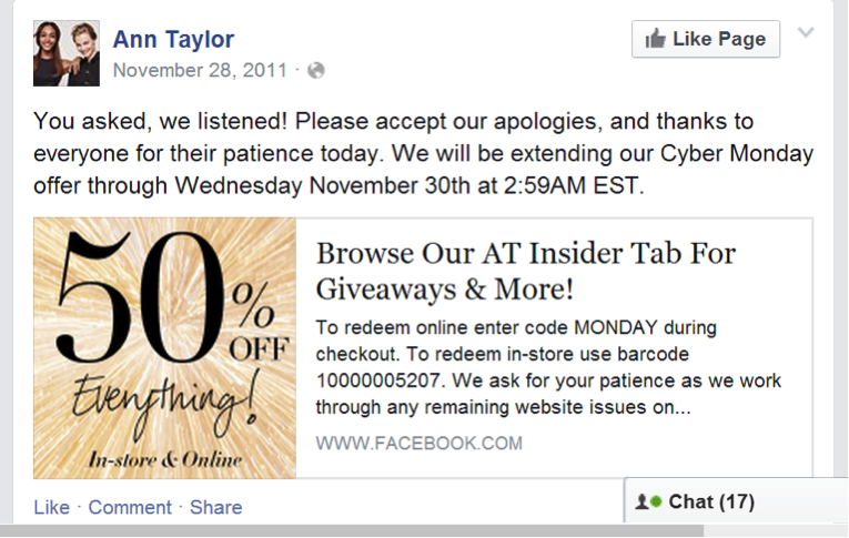 High traffic hosting solutions could have saved Ann Taylor on Cyber Monday